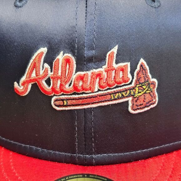 Atlanta Braves New Era 150th Anniversary Hat 59FIFTY Satin Navy Blue Red Limited main image 4
